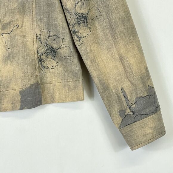 L'Officiel Magazine Tan Blue Washed Look Art To Wear Jacket Womens Medium Large - Picture 4 of 9